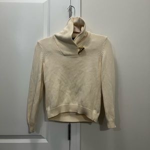 Lauren Ralph Lauren Cream Knit Cotton Sweater Size Small Petite